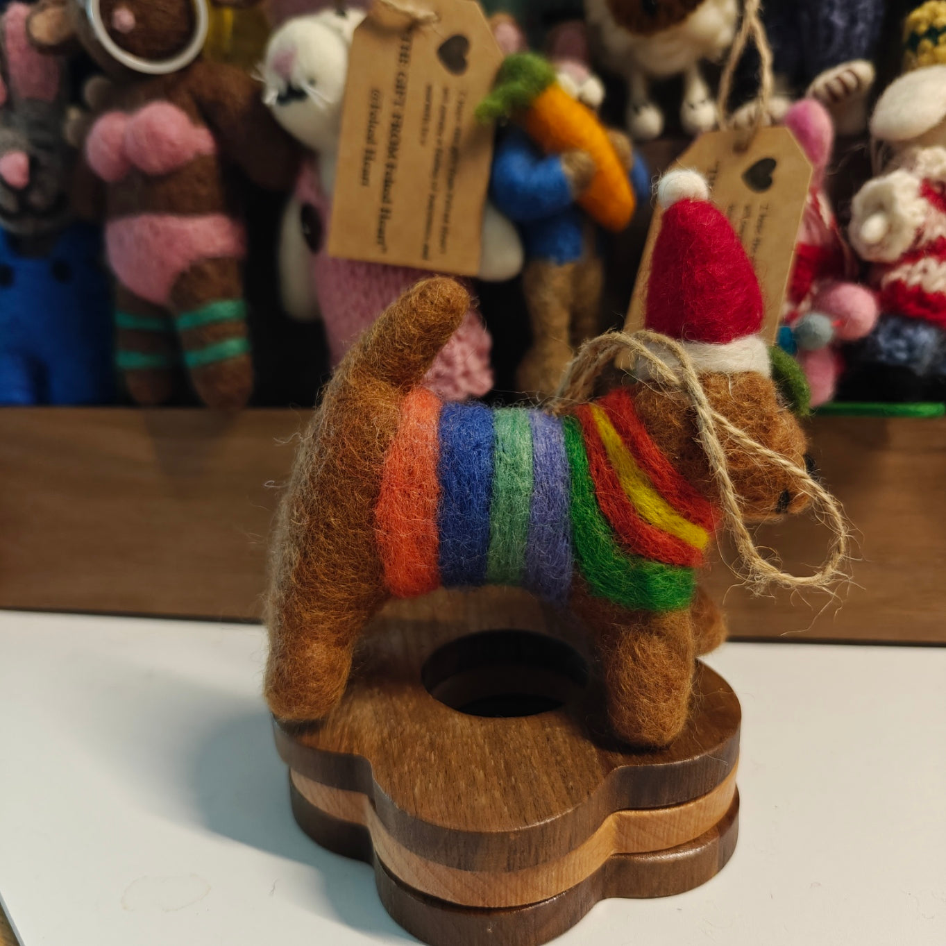 Felted Heart 圣诞狗狗 手工羊毛毡