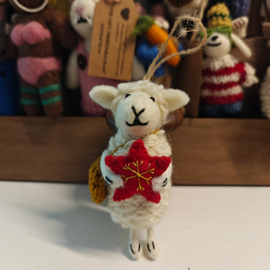 Felted Heart 抱星小羊 手工羊毛毡
